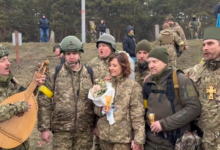 Watch: Ukrainian Couple Marry At Frontline In Kyiv As Other Soldiers Sing For Them